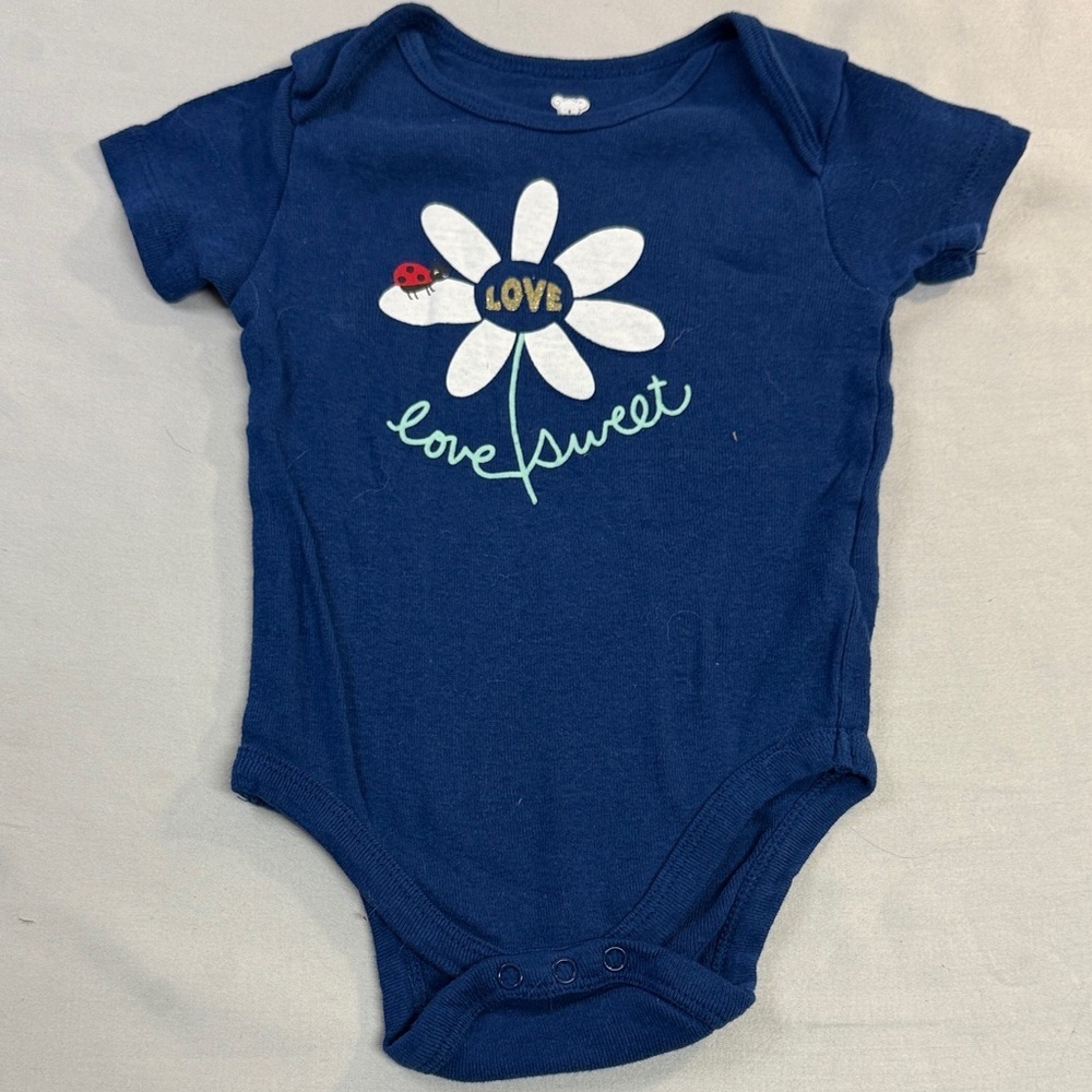 🐥 Koala Kids - Short sleeve Blue Bodysuit Onesie top with Daisy and Ladybug